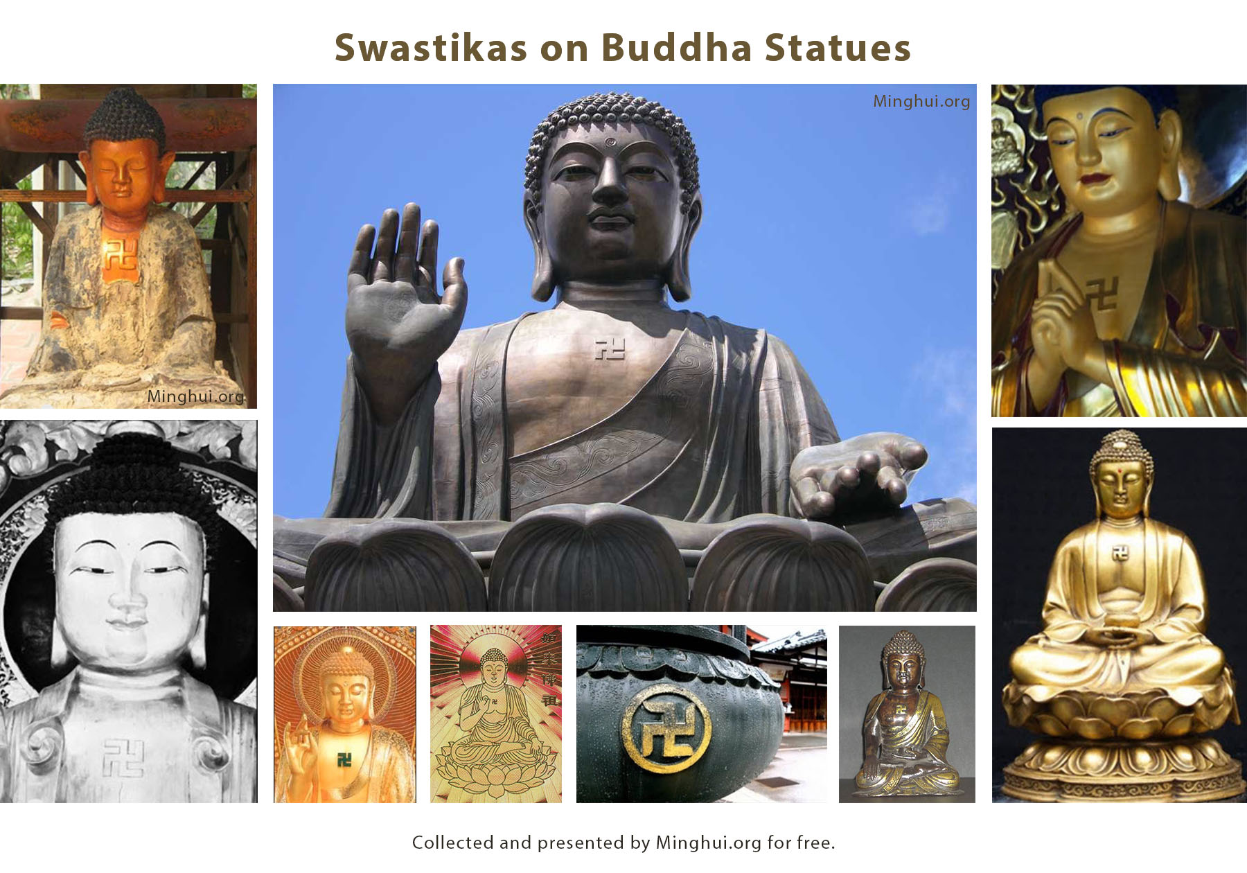 سواستیکاها روی مجسمه‌های بودا