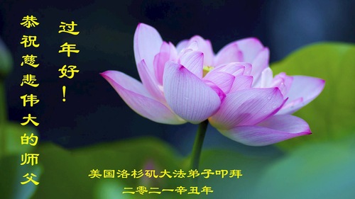 Image for article تمرین‌کنندگان فالون دافا در غرب ایالات متحده آمریکا با کمال احترام سال نوی چینی را به استاد لی هنگجی تبریک می‌گویند