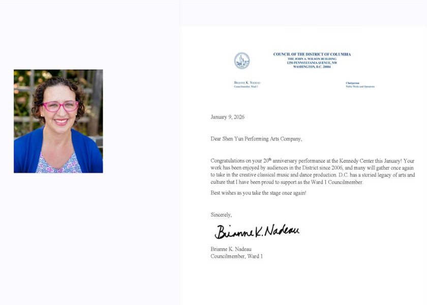 Image for article واشینگتن دی‌سی؛ عضو شورای شهر به شن‌ یون بابت اجراهای پیشِ‌رو در مرکز کندی تبریک گفت